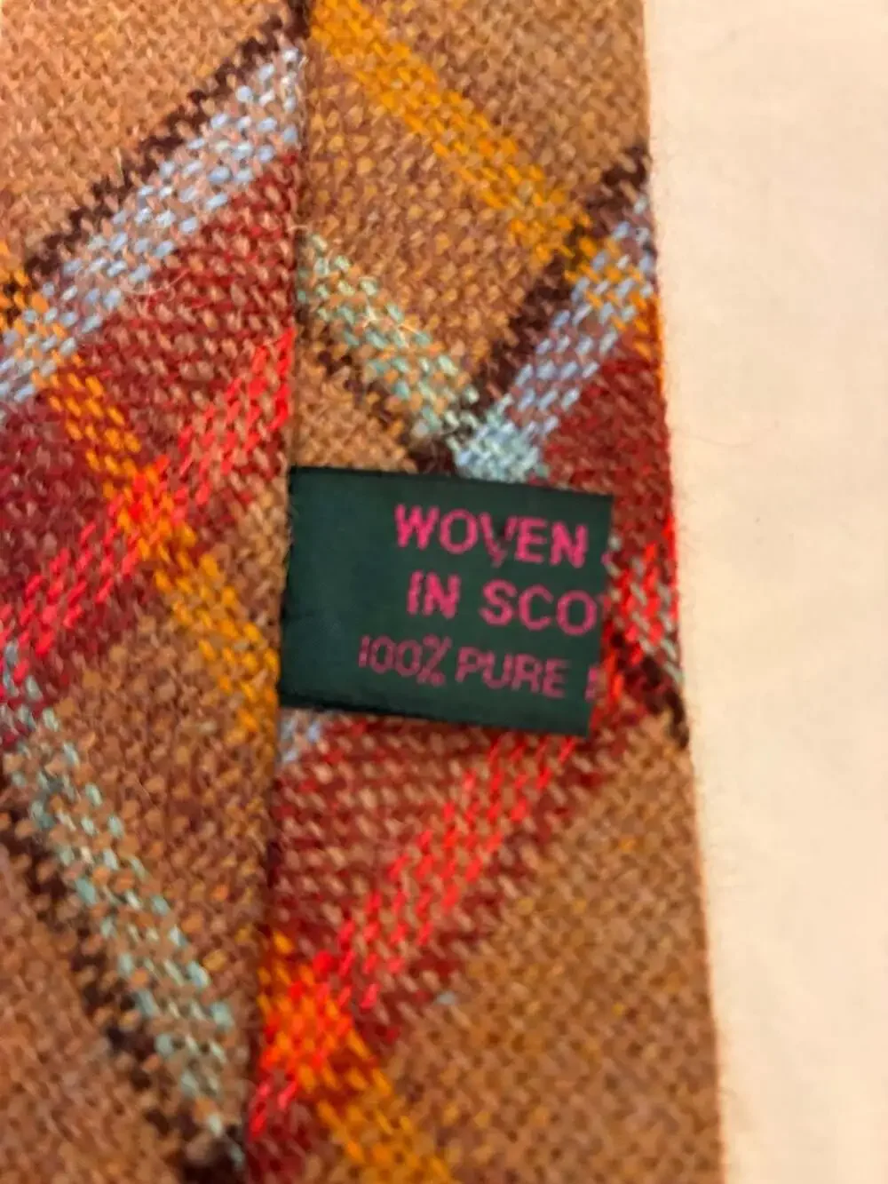 Woven in Scotland 100% Pure New Wool Brown Tartan Plaid Neck Tie